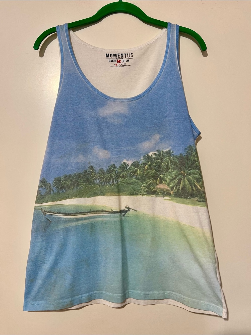 Men’s Blue Tropical Beach Print Tank